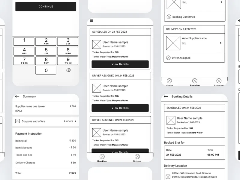Driver-side UI mockup showing a live navigation map with active delivery pins and a simplified 'Arrived' status button.